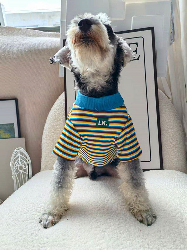 HKM-2353341 Warm Striped Pet Clothing in Red and Blue - Sizes S, M, L, XL, Made from Polyester