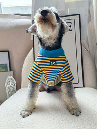 HKM-2353341 Warm Striped Pet Clothing in Red and Blue - Sizes S, M, L, XL, Made from Polyester