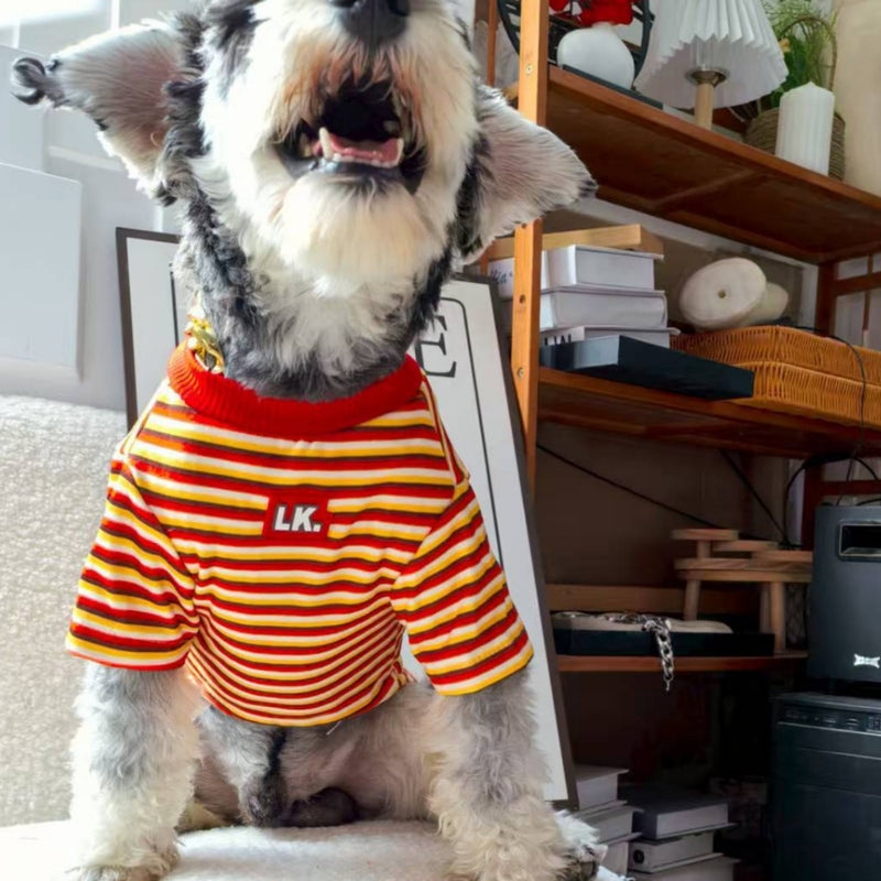 HKM-2353341 Warm Striped Pet Clothing in Red and Blue - Sizes S, M, L, XL, Made from Polyester
