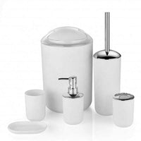 HKM-235347 Modern Black, White, Gray, and Brown Bathroom Accessories Set - 6 Pieces