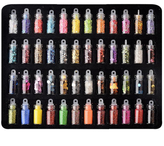 HKM-235411 48 Color Mixed Nail Art Decoration Set - Versatile for Nails, Crafts, and More