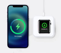 HKM-235411 Folding Dual Wireless Charger with MagSafe Compatibility for iPhone, Apple Watch, and Headphones