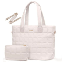 HKM-235475 Lightweight Quilted Tote Bag for 15.6in Laptop - Stylish Shoulder Purse for Work and Business