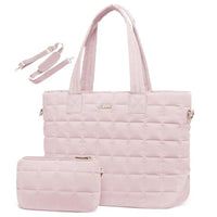 HKM-235475 Lightweight Quilted Tote Bag for 15.6in Laptop - Stylish Shoulder Purse for Work and Business