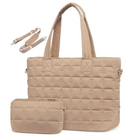 HKM-235475 Lightweight Quilted Tote Bag for 15.6in Laptop - Stylish Shoulder Purse for Work and Business