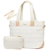 HKM-235475 Lightweight Quilted Tote Bag for 15.6in Laptop - Stylish Shoulder Purse for Work and Business