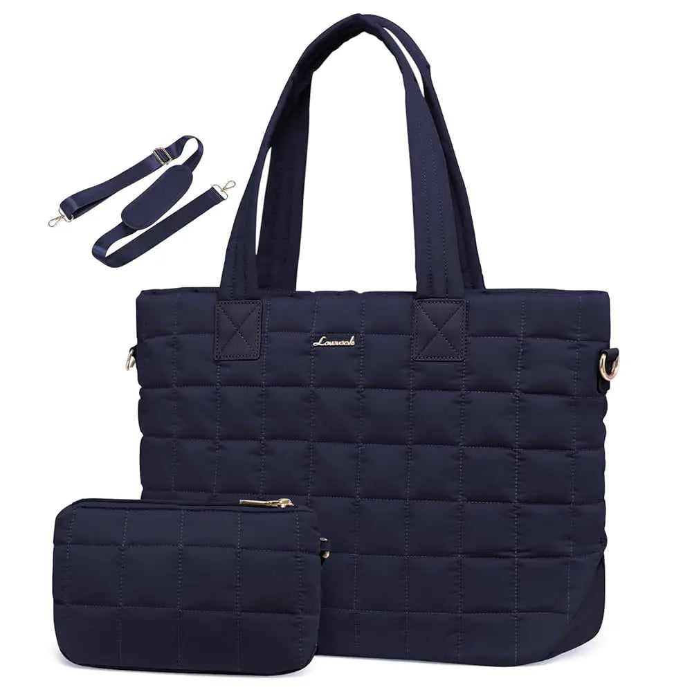 HKM-235475 Lightweight Quilted Tote Bag for 15.6in Laptop - Stylish Shoulder Purse for Work and Business
