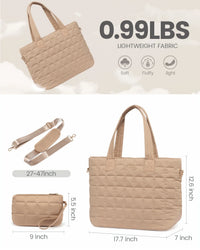 HKM-235475 Lightweight Quilted Tote Bag for 15.6in Laptop - Stylish Shoulder Purse for Work and Business