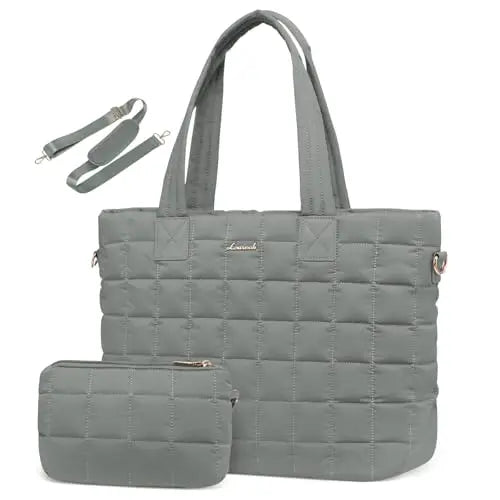 HKM-235475 Lightweight Quilted Tote Bag for 15.6in Laptop - Stylish Shoulder Purse for Work and Business