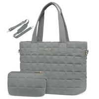 HKM-235475 Lightweight Quilted Tote Bag for 15.6in Laptop - Stylish Shoulder Purse for Work and Business