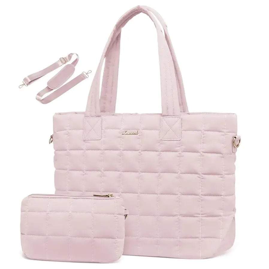 HKM-235475 Lightweight Quilted Tote Bag for 15.6in Laptop - Stylish Shoulder Purse for Work and Business