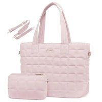 HKM-235475 Lightweight Quilted Tote Bag for 15.6in Laptop - Stylish Shoulder Purse for Work and Business