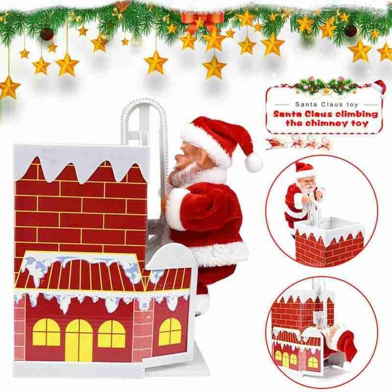 HKM-235539 Climbing Santa Claus Figurine with Music for Christmas Tree and Holiday Decoration
