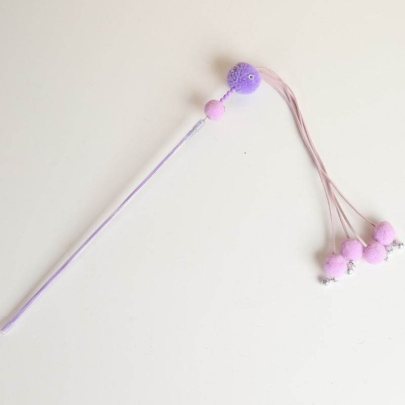 HKM-2356029 Tassel Cat Wand Toy for Playful Feline Fun and Engagement
