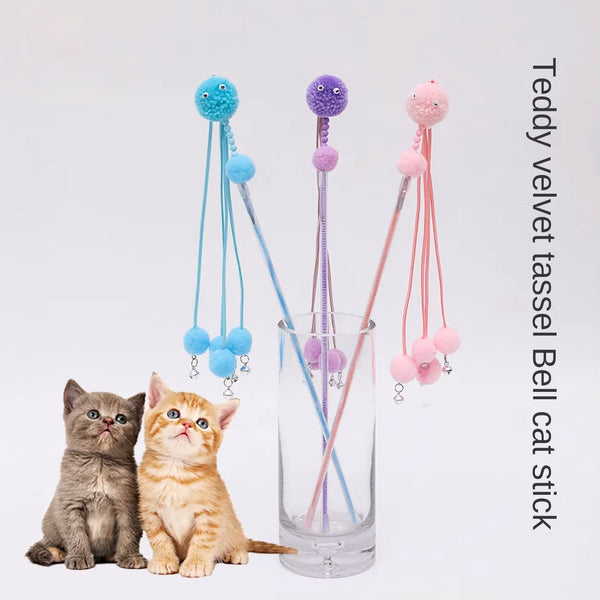 HKM-2356029 Tassel Cat Wand Toy for Playful Feline Fun and Engagement