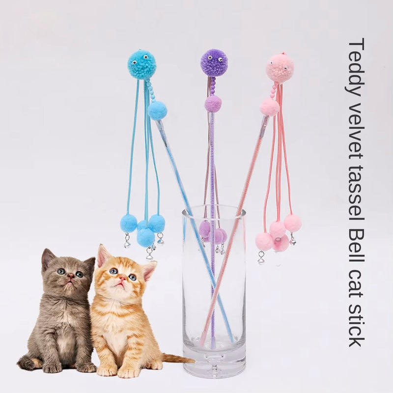 HKM-2356029 Tassel Cat Wand Toy for Playful Feline Fun and Engagement