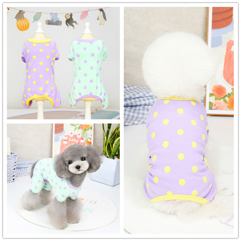 HKM-2356925 Aqua Green and Lavender Cotton Casual Puppy Pajamas for Spring and Summer