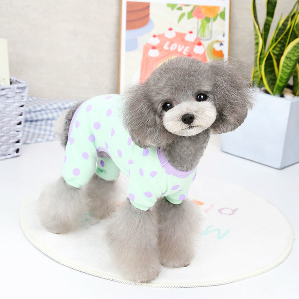 HKM-2356925 Aqua Green and Lavender Cotton Casual Puppy Pajamas for Spring and Summer