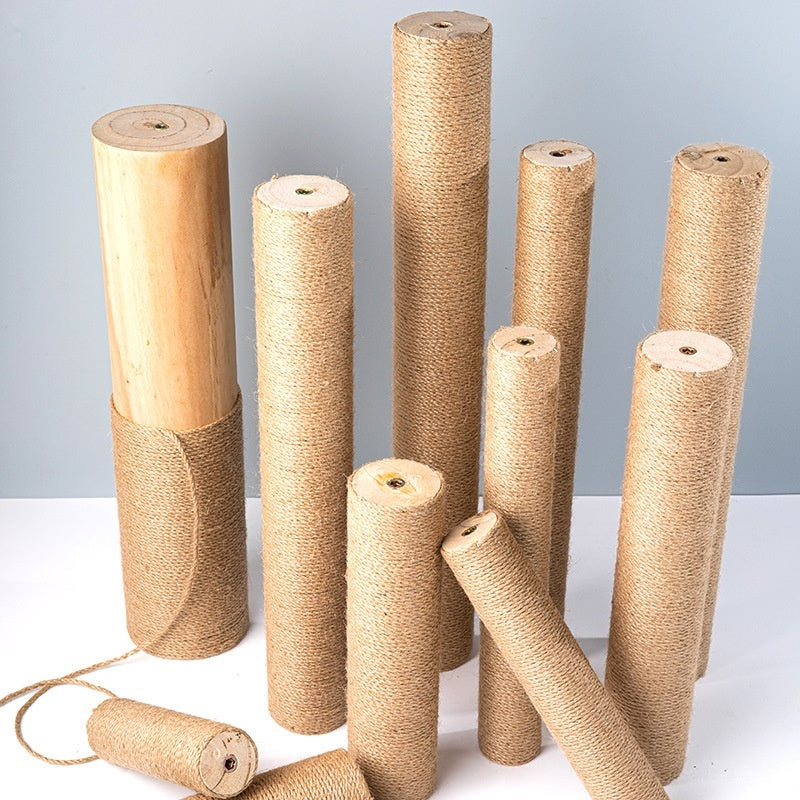 HKM-2357821 Solid Wood Cat Climbing Pillar in Various Sizes with Hemp Rope