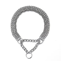 HKM-235795 Adjustable Silver Iron Dog Collar Chain - 2.5mm x 55cm & 3.0mm x 60cm