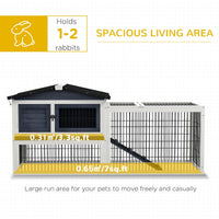 HKM-2358205 2-Level 59" Dark Gray Outdoor Rabbit Hutch with Openable Top and Secure Access Points