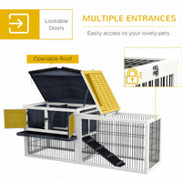 HKM-2358205 2-Level 59" Dark Gray Outdoor Rabbit Hutch with Openable Top and Secure Access Points