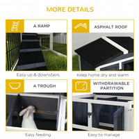 HKM-2358205 2-Level 59" Dark Gray Outdoor Rabbit Hutch with Openable Top and Secure Access Points