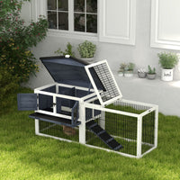 HKM-2358205 2-Level 59" Dark Gray Outdoor Rabbit Hutch with Openable Top and Secure Access Points