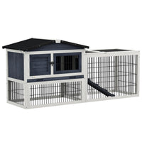 HKM-2358205 2-Level 59" Dark Gray Outdoor Rabbit Hutch with Openable Top and Secure Access Points