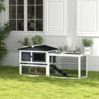 HKM-2358205 2-Level 59" Dark Gray Outdoor Rabbit Hutch with Openable Top and Secure Access Points