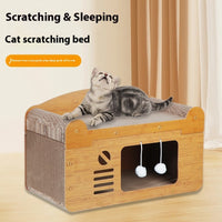 HKM-2358589 Luxury Double Layer Corrugated Paper Cat House with Double Ball and Double Door