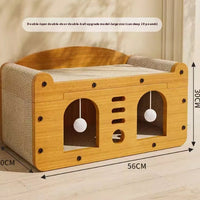 HKM-2358589 Luxury Double Layer Corrugated Paper Cat House with Double Ball and Double Door