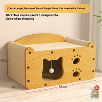 HKM-2358589 Luxury Double Layer Corrugated Paper Cat House with Double Ball and Double Door
