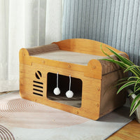 HKM-2358589 Luxury Double Layer Corrugated Paper Cat House with Double Ball and Double Door