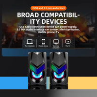 HKM-235923 RGB Backlit Wired Gaming Speakers with USB for PC and Laptop