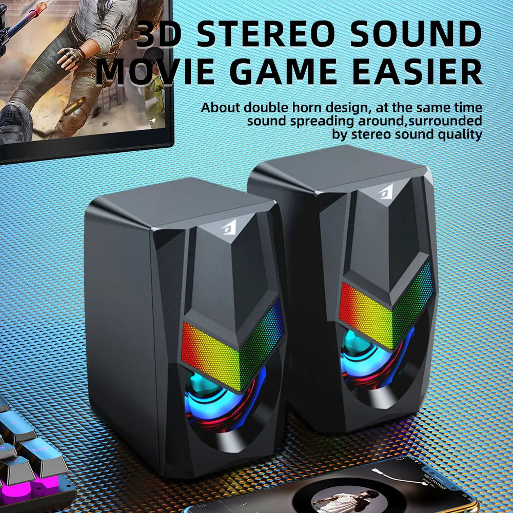 HKM-235923 RGB Backlit Wired Gaming Speakers with USB for PC and Laptop