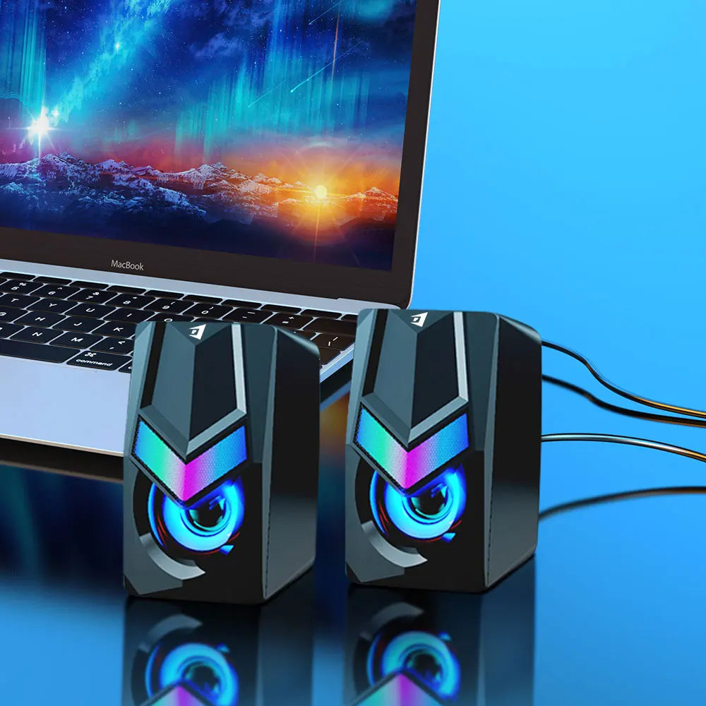 HKM-235923 RGB Backlit Wired Gaming Speakers with USB for PC and Laptop