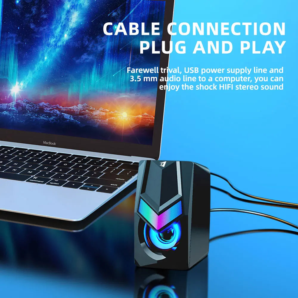 HKM-235923 RGB Backlit Wired Gaming Speakers with USB for PC and Laptop