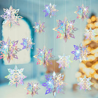 HKM-236051 3D Mini Christmas Flag Scene Show Window Pendant – Various Colors and Snowflake Designs in Paper
