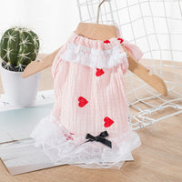 HKM-2360893 Cute Princess Dress for Kittens and Puppies - Breathable White and Pink Pet Skirt