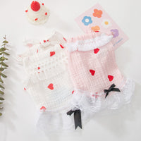 HKM-2360893 Cute Princess Dress for Kittens and Puppies - Breathable White and Pink Pet Skirt