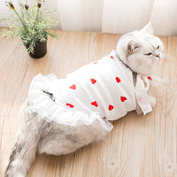 HKM-2360893 Cute Princess Dress for Kittens and Puppies - Breathable White and Pink Pet Skirt