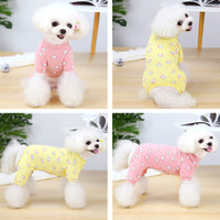 HKM-2361149 Cotton Puppy Dog Pajamas - Four-Legged Casual Spring and Autumn Wear in Yellow, Pink, and Blue