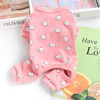 HKM-2361149 Cotton Puppy Dog Pajamas - Four-Legged Casual Spring and Autumn Wear in Yellow, Pink, and Blue