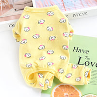 HKM-2361149 Cotton Puppy Dog Pajamas - Four-Legged Casual Spring and Autumn Wear in Yellow, Pink, and Blue