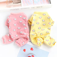 HKM-2361149 Cotton Puppy Dog Pajamas - Four-Legged Casual Spring and Autumn Wear in Yellow, Pink, and Blue