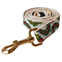 HKM-2362301 Christmas Wreath Casual Cotton Dog Collar with Bow Knot and Leash Set