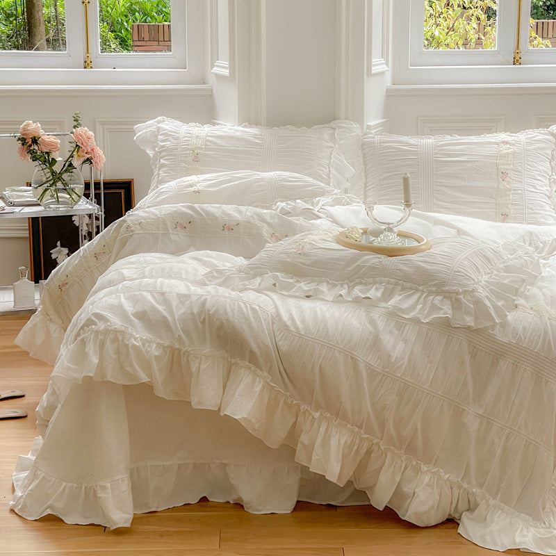 HKM-236243 Cotton Washed Ruffled Quilt Cover Set - Available in Multiple Sizes