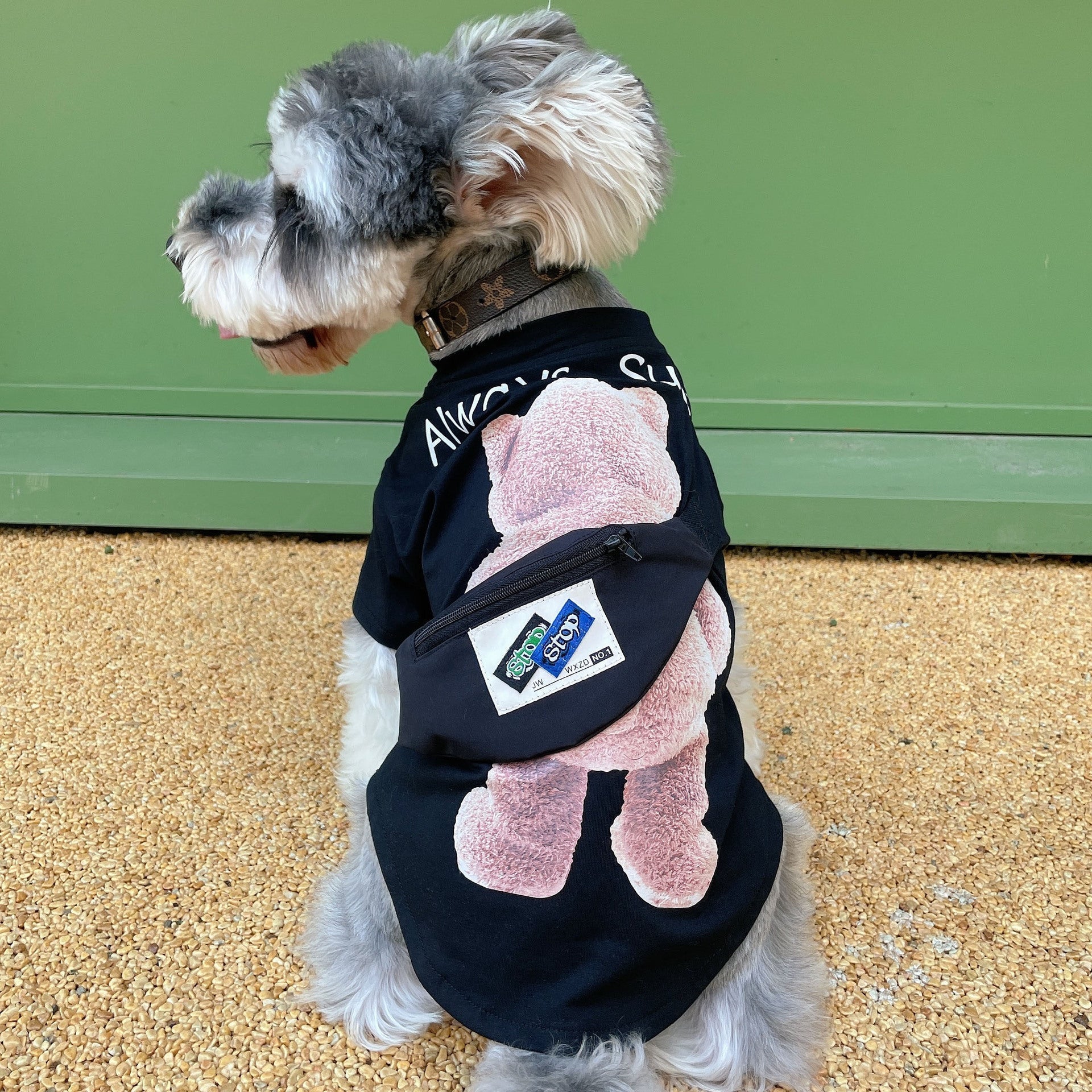 HKM-2362685 Breathable Cotton T-Shirt for Pets - Casual Black and White Design