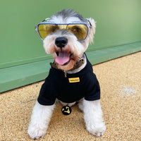 HKM-2362685 Breathable Cotton T-Shirt for Pets - Casual Black and White Design
